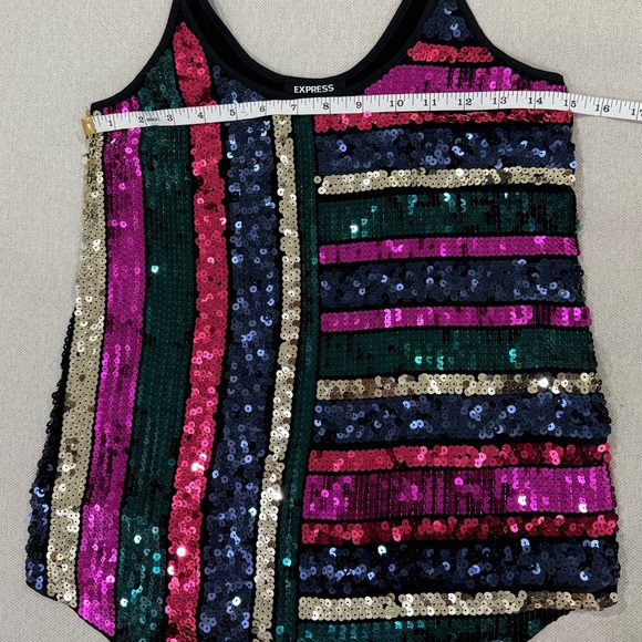 Express Stripe Color Block Sequin Top - Picture 7 of 8